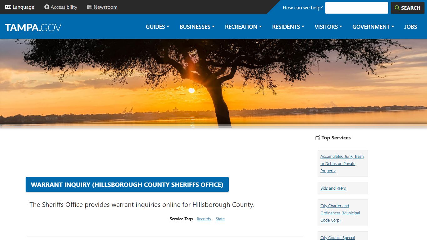 Warrant Inquiry (Hillsborough County Sheriffs Office)
