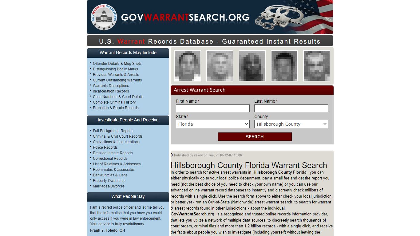 Hillsborough County Florida | Warrant Search